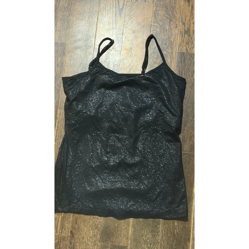 White House Black Market Black Shimmer Cami Tank Top Adjustable Womens S